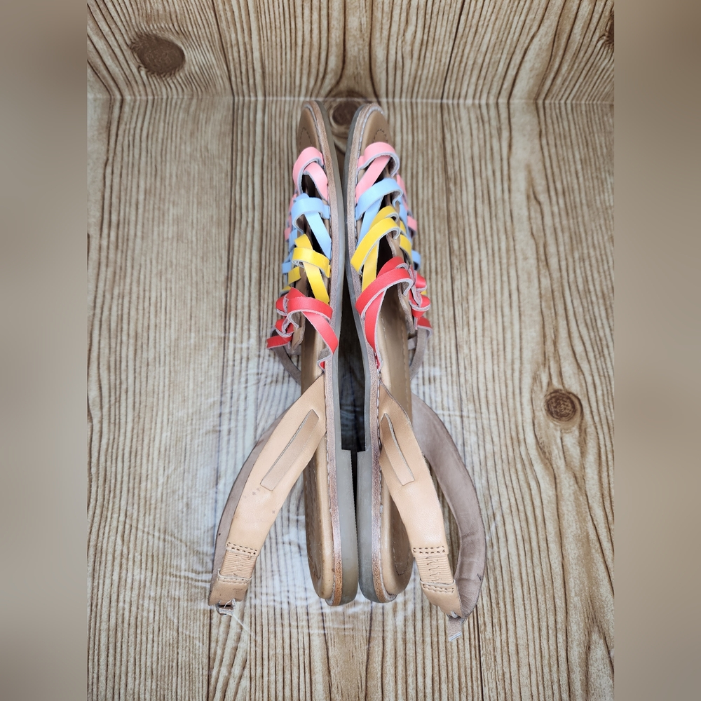 MADEWELL Maya Multi-Color‎ Rainbow Huarache Leather Sandal Size 8 - Picture 4 of 7